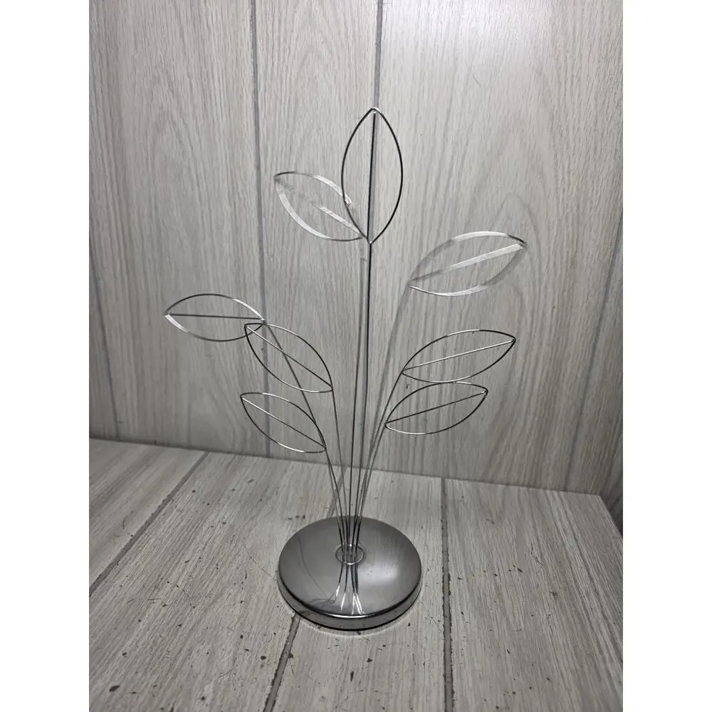 Vtg Umbra Metal 8 Photo Business Card Holder Money Tree Silver Tone Desk Decor
